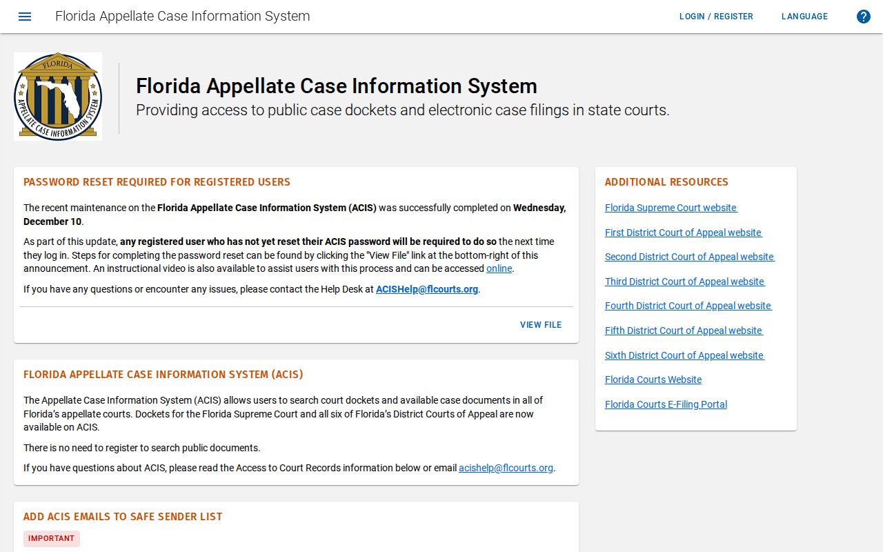 Florida Appellate Case Information System public search