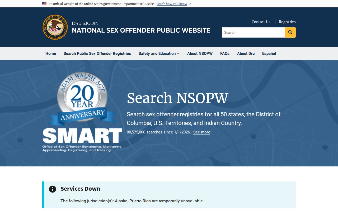 National Sex Offender Public Website search